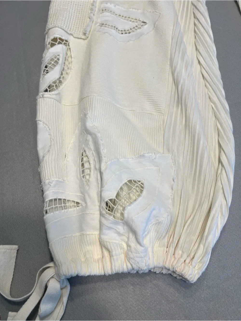 Free People Womens White Ribbed Cotton Jogger Pants Drawstring Pockets Lace S